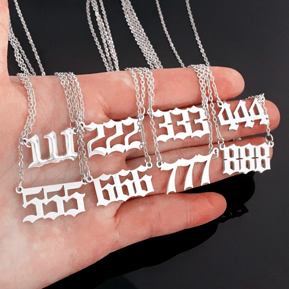 💥3for$28 New Angel Number Silver Stainless Steel Pendant Necklace 111 222 333 - Picture 3 of 15